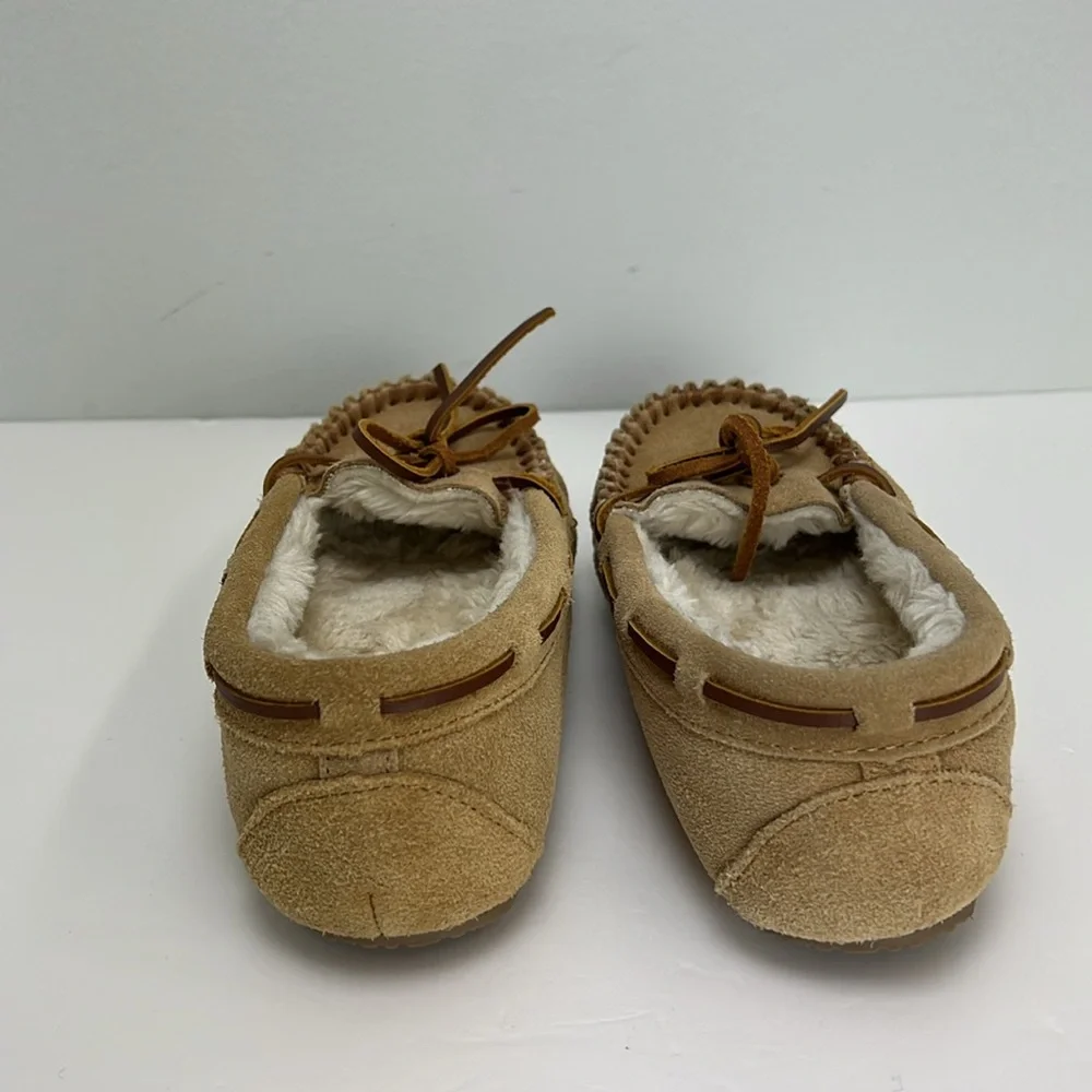 Minnetonka Moccasin Slippers Cassie Cinnamon Moc Suede Leather Unisex Kids 13